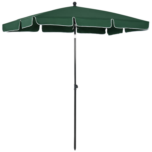 Outsunny Sombrilla de Jardín de Aluminio 198x130x245 cm Parasol de Jardín Rectangular con Función de Inclinación para Terraza Patio Exterior Verde