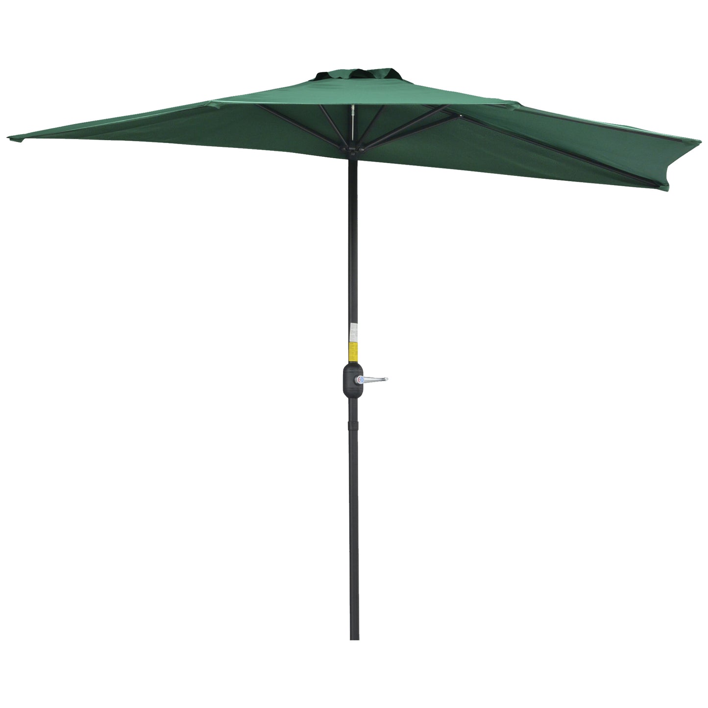 Outsunny Sombrilla 269x138x236 cm Parasol de Jardín con Manivela y Forma Semicircular para Exterior Terraza Patio Piscina Verde