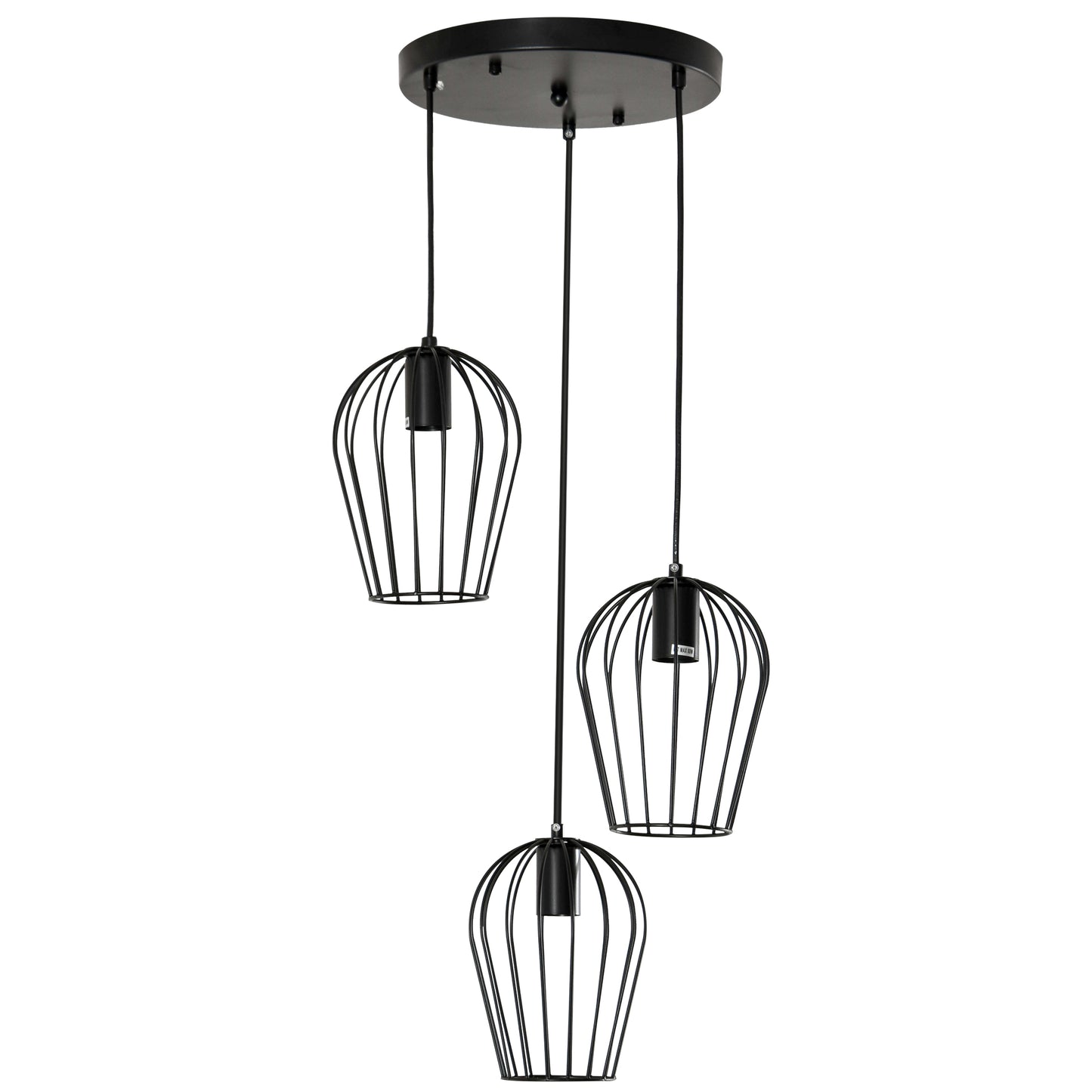 HOMCOM Lámpara Colgante Vintage Lámpara de Techo de Estilo Industrial 3 Portalámparas E27 Lámpara de Suspensión de Metal para Comedor Salón Ø38x133 cm Negro