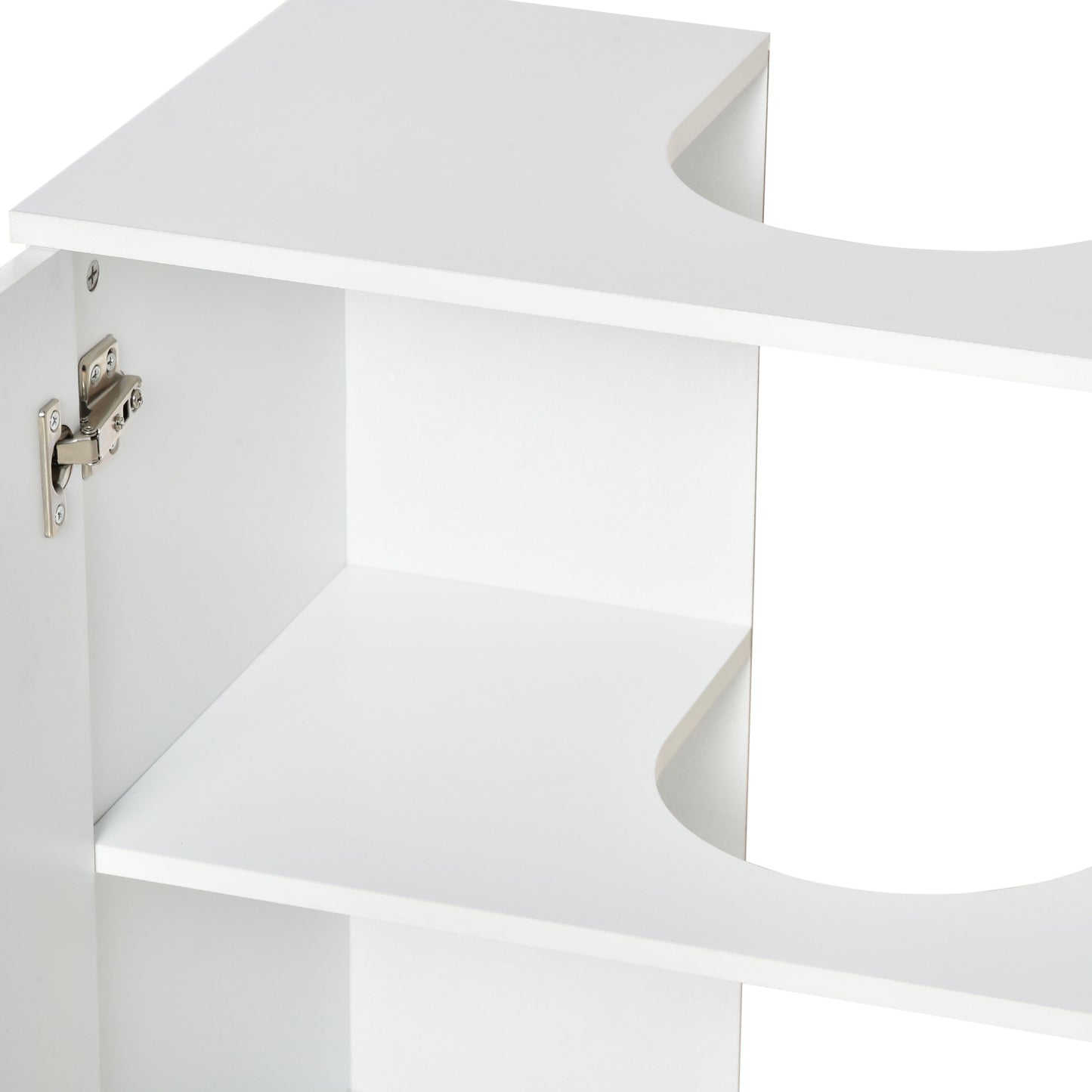 kleankin Mueble para Debajo del Lavabo Armario Baño de Suelo de Madera con 2 Puertas y Estante Interior Estilo Moderno 60x30x60,5 cm Blanco