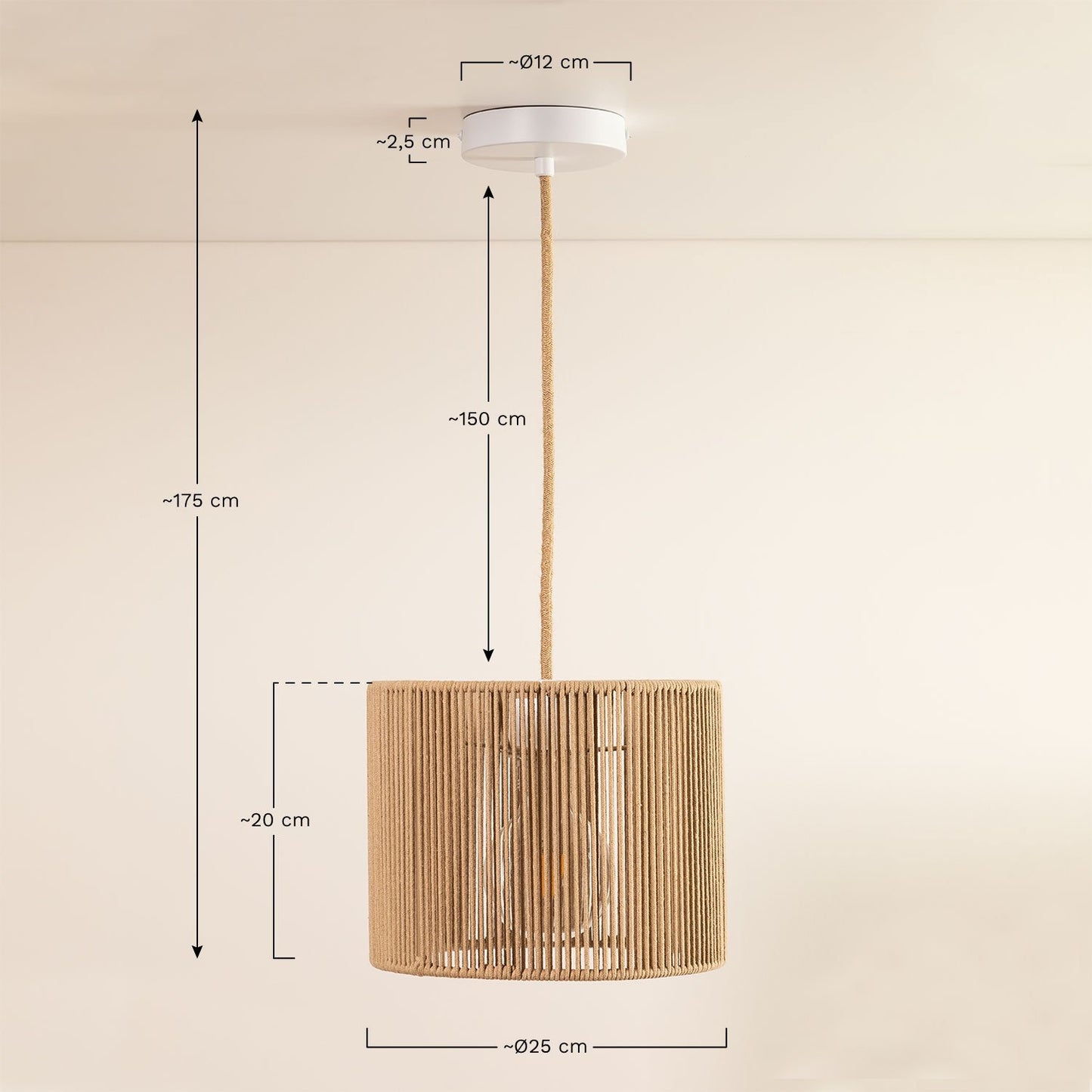 Lámpara de Techo en Cuerda de Nailon Uillo Ø25 cm -  SKLUM