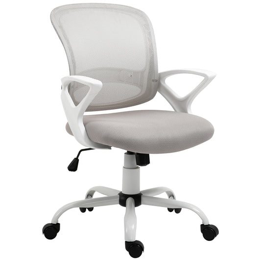 Vinsetto Silla de Oficina Silla de Escritorio Basculante con Altura Ajustable Asiento Giratorio 360° y Soporte Lumbar Malla Transpirable 61x61x89-99 cm Gris