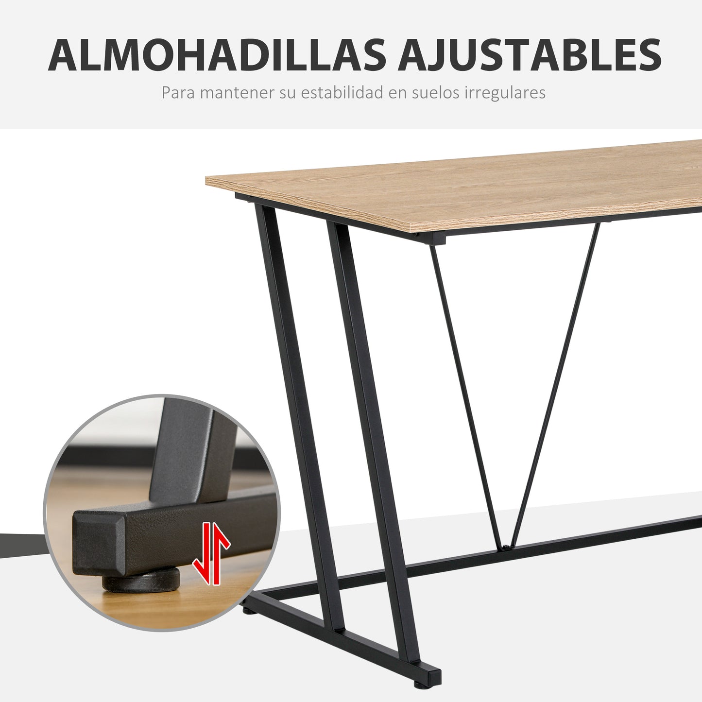 HOMCOM Escritorio Mesa de Ordenador 120x60x75 cm con Encimera de Madera y Patas de Metal Carga 30 kg Estilo Moderno para Oficina Estudio Dormitorio Natural y Negro