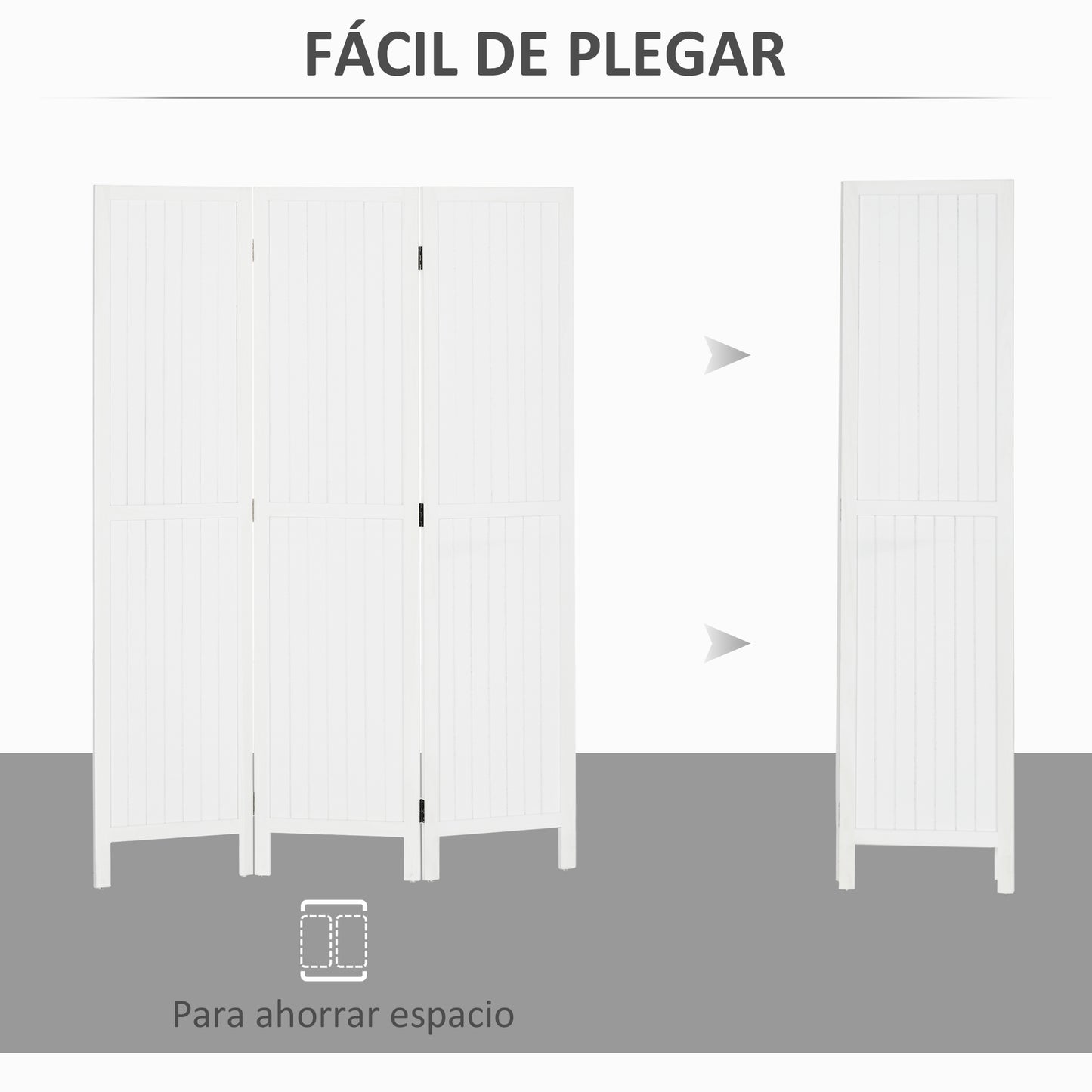 HOMCOM Biombo de 3 Paneles Divisor de Habitación Plegable 120x1,8x170 cm Separador de Ambientes con Pantalla de Privacidad Estilo Rústico para Oficina Dormitorio Salón Blanco