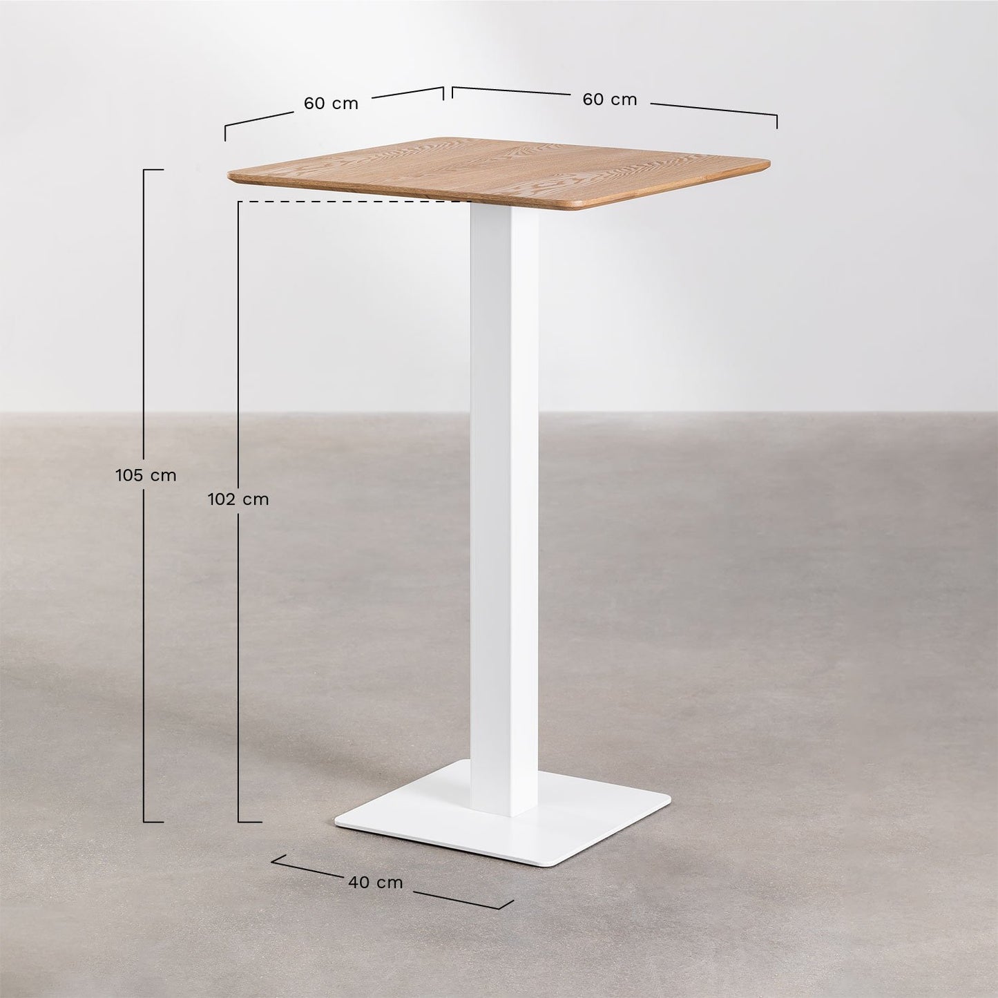 Mesa Alta de Bar Cuadrada en Chapa de Fresno Espresso ↔︎ 60 cm BLANCO -  SKLUM