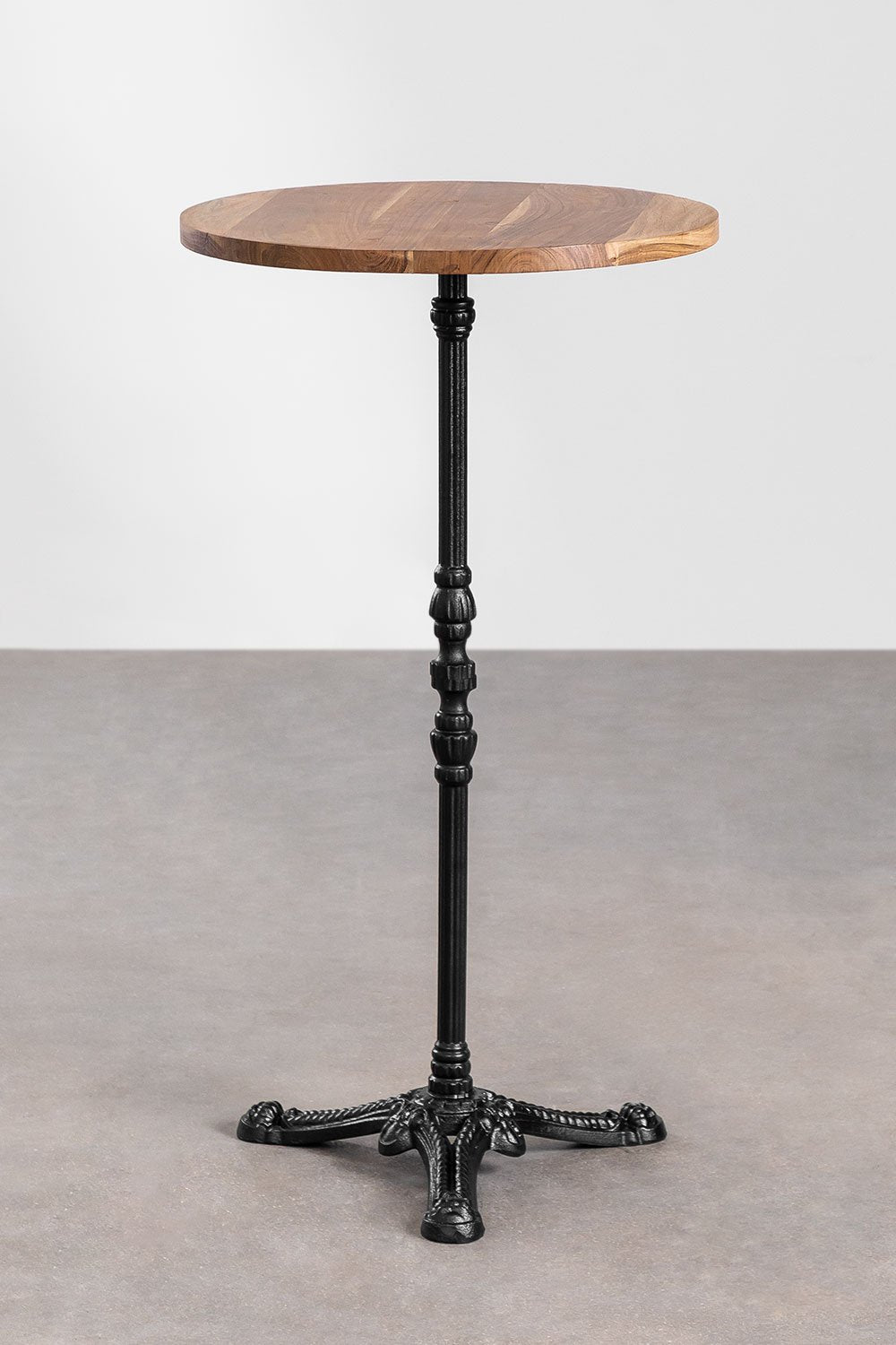 Mesa Alta de Bar Redonda en Madera de Acacia Azteca Ø60 cm NEGRO -  SKLUM