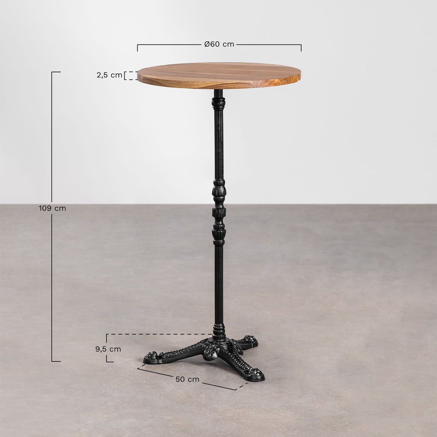 Mesa Alta de Bar Redonda en Madera de Acacia Azteca Ø60 cm NEGRO -  SKLUM