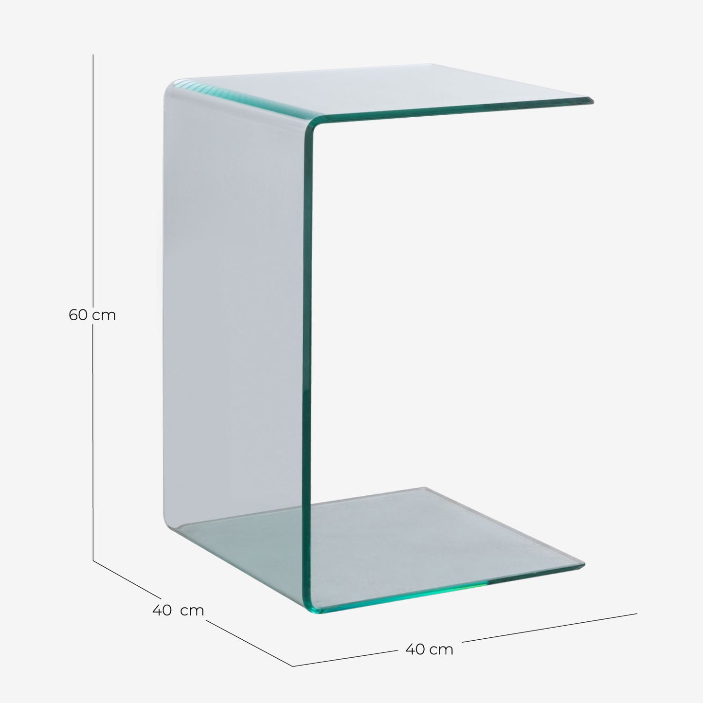 Mesa Auxiliar Cuadrada de Cristal Templado (40x40 cm) Elem Templado - The Masie