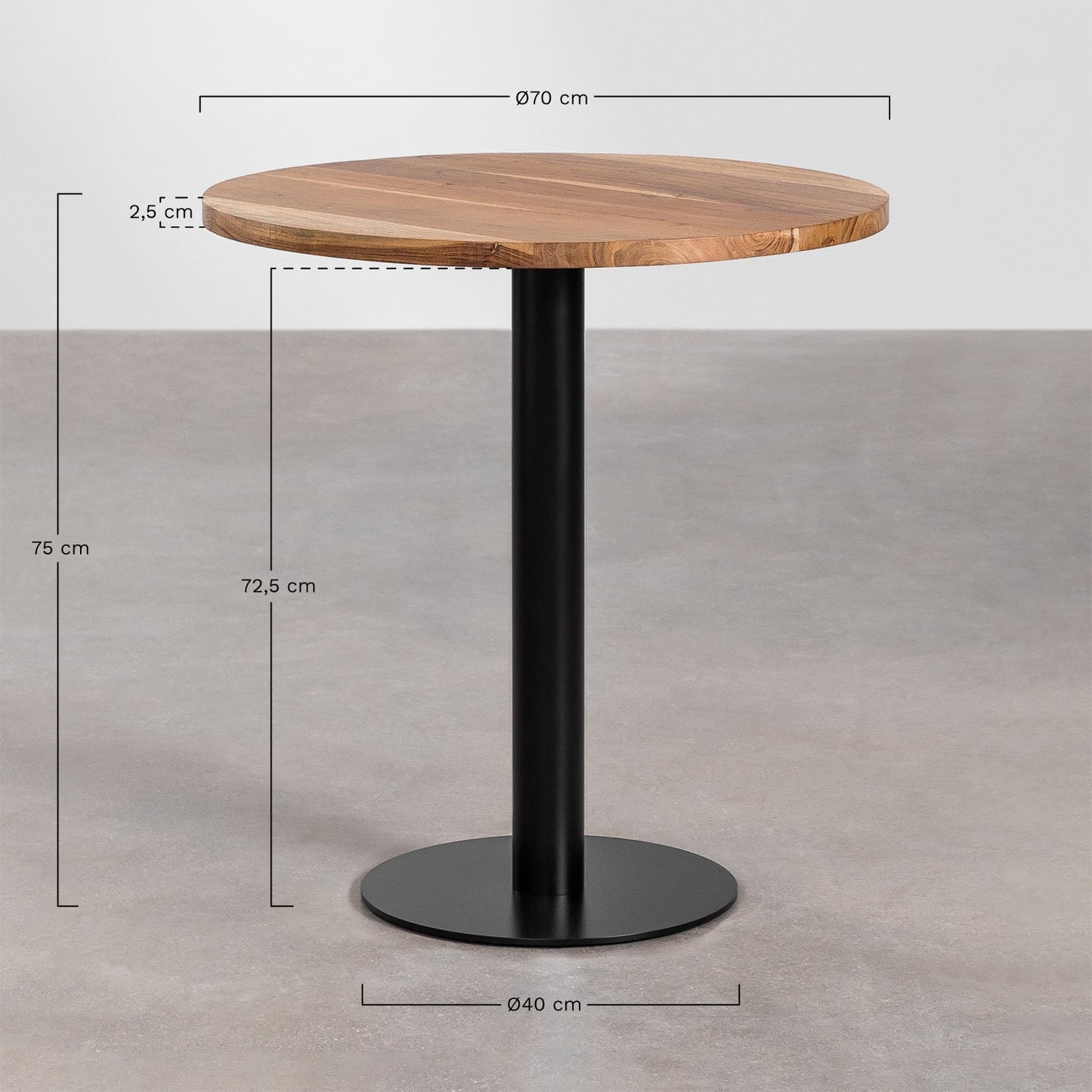 Mesa Bar Redonda en Madera de Acacia Macchiato Ø70 cm BLANCO -  SKLUM