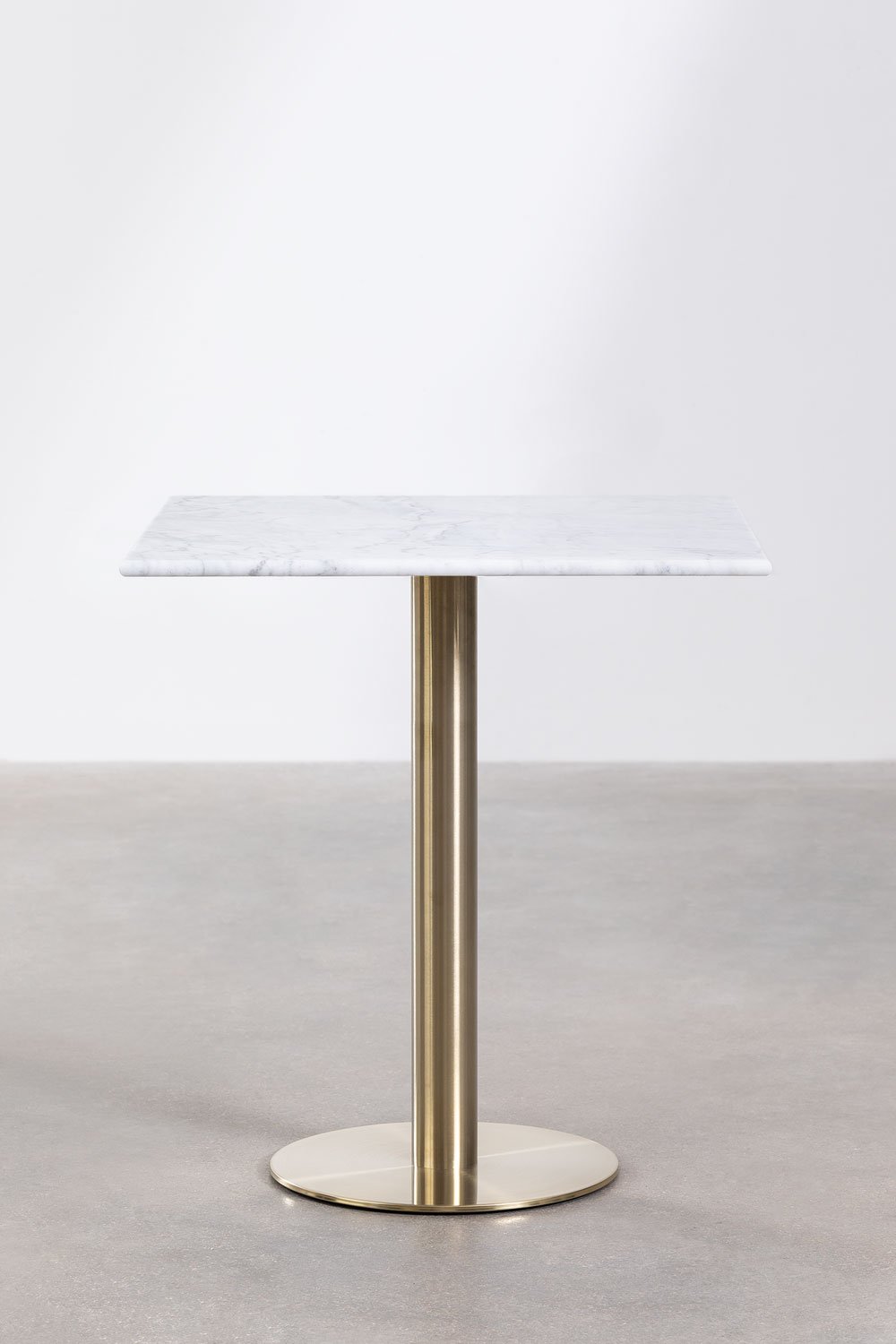 Mesa de Bar Cuadrada en Mármol Cosmopolitan ↔︎ 70 cm Blanco Oro champagne -  SKLUM