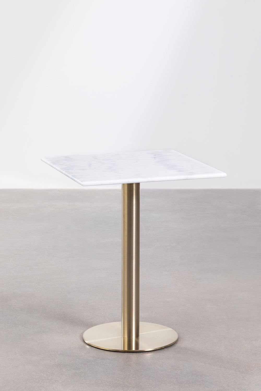 Mesa de Bar Cuadrada en Mármol Cosmopolitan ↔︎ 60 cm Blanco Oro champagne -  SKLUM