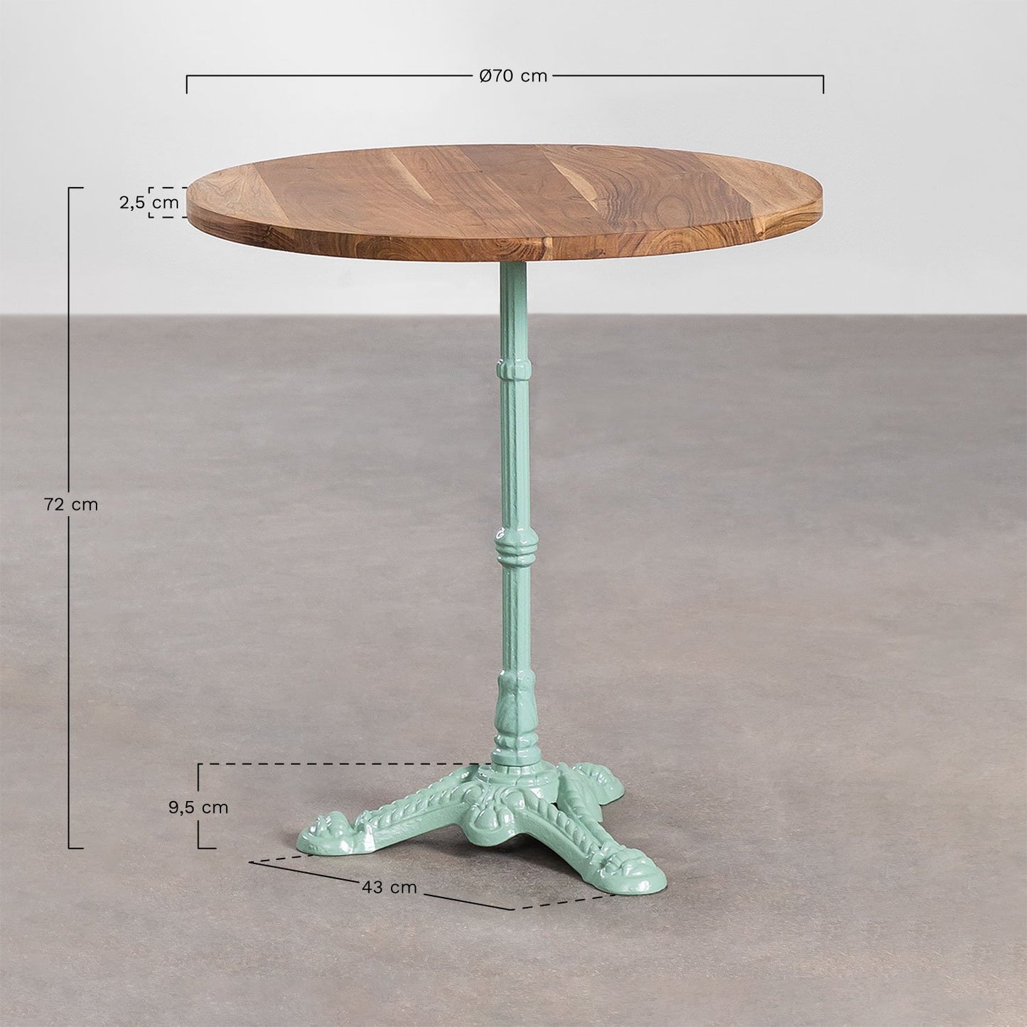 Mesa de Bar Redonda en Madera de Acacia Vienna Ø70 cm Rosa Algodón de Azúcar -  SKLUM