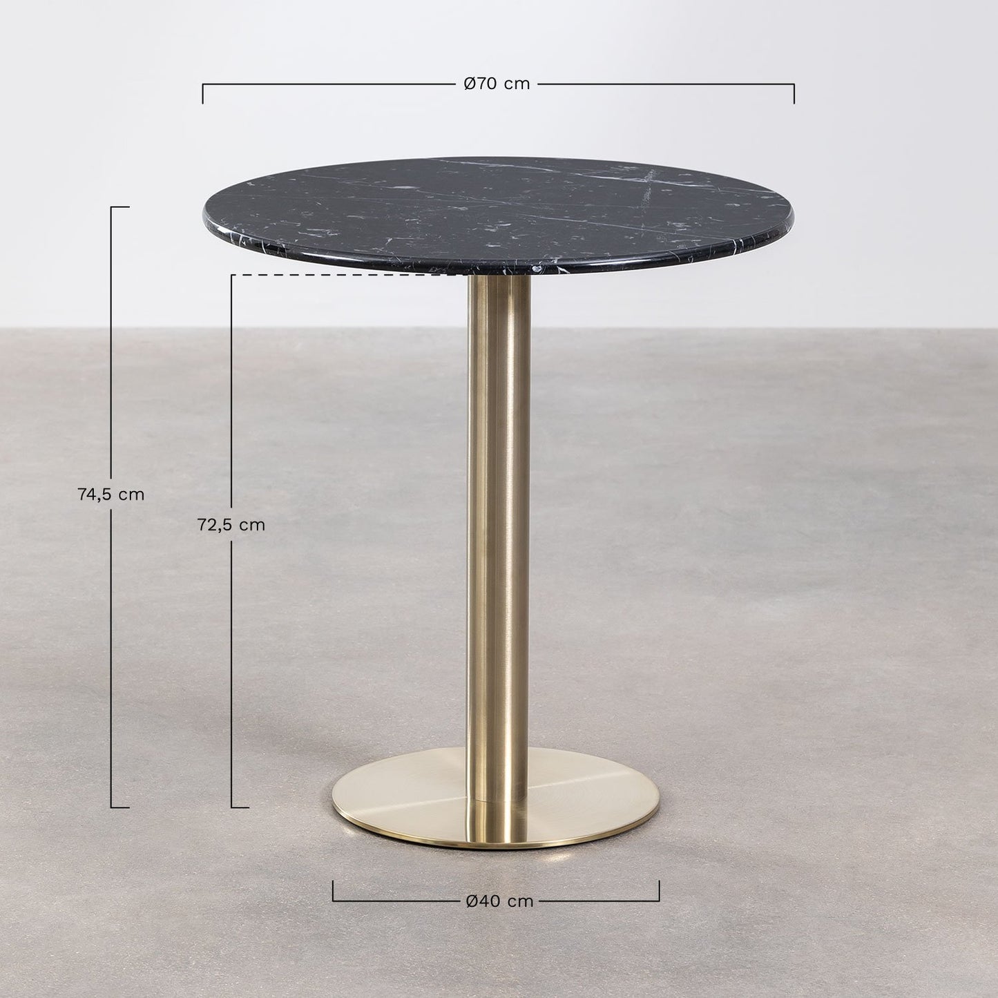 Mesa de Bar Redonda en Mármol Cosmopolitan Ø70 cm Blanco Oro champagne -  SKLUM