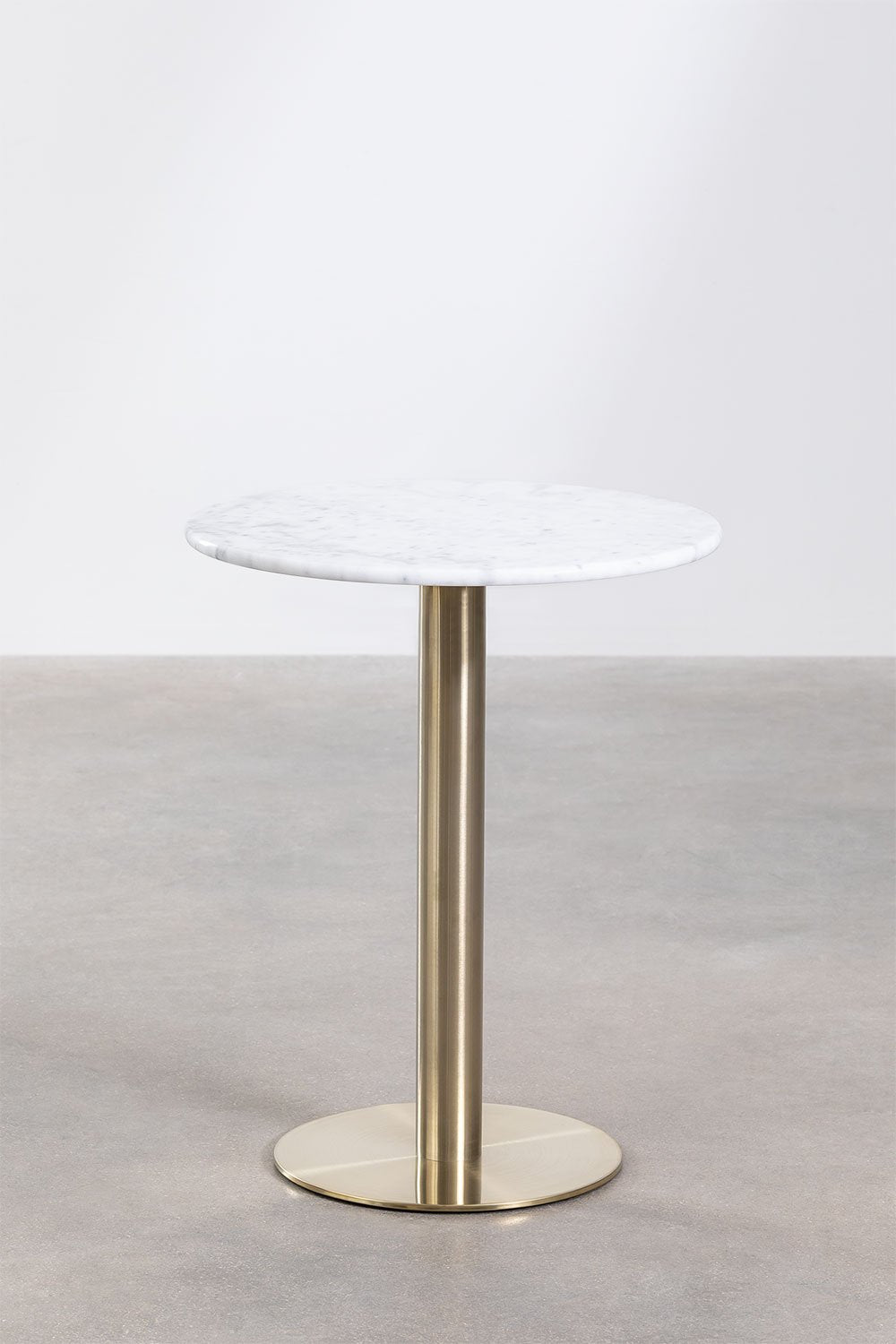 Mesa de Bar Redonda en Mármol Cosmopolitan Ø60 cm Blanco Oro champagne -  SKLUM