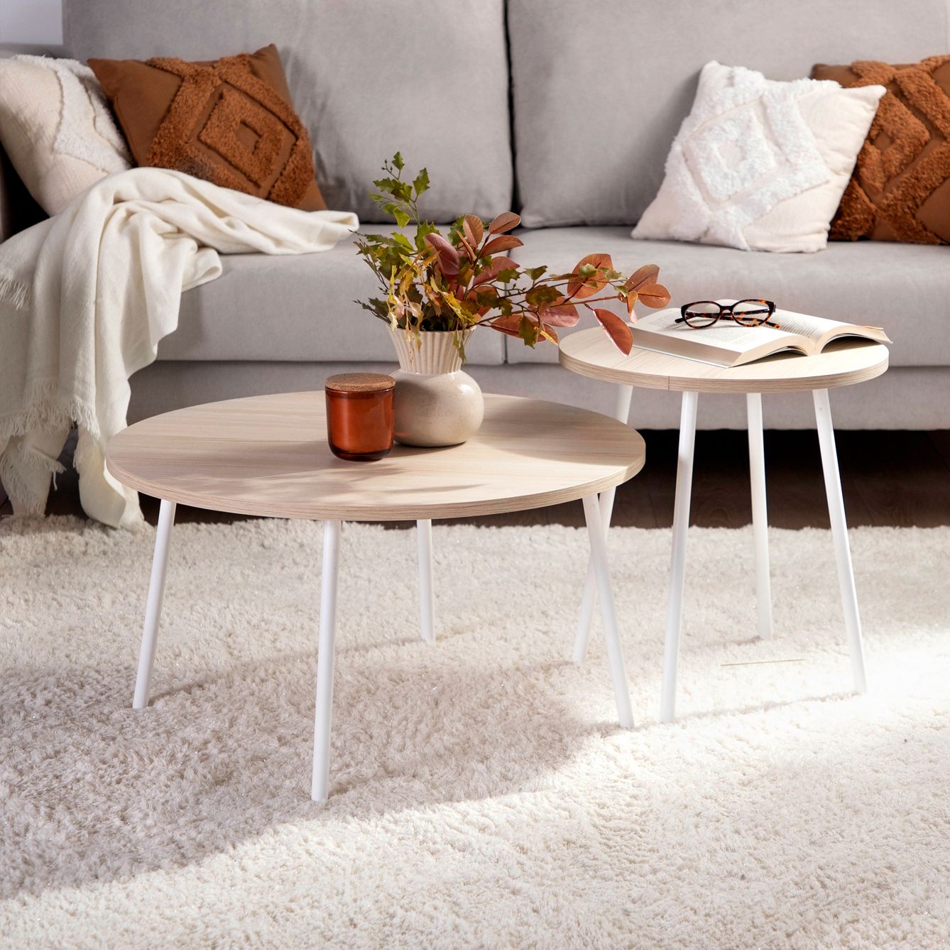 Mesa de centro efecto madera con pata blanca Siena -  Klast