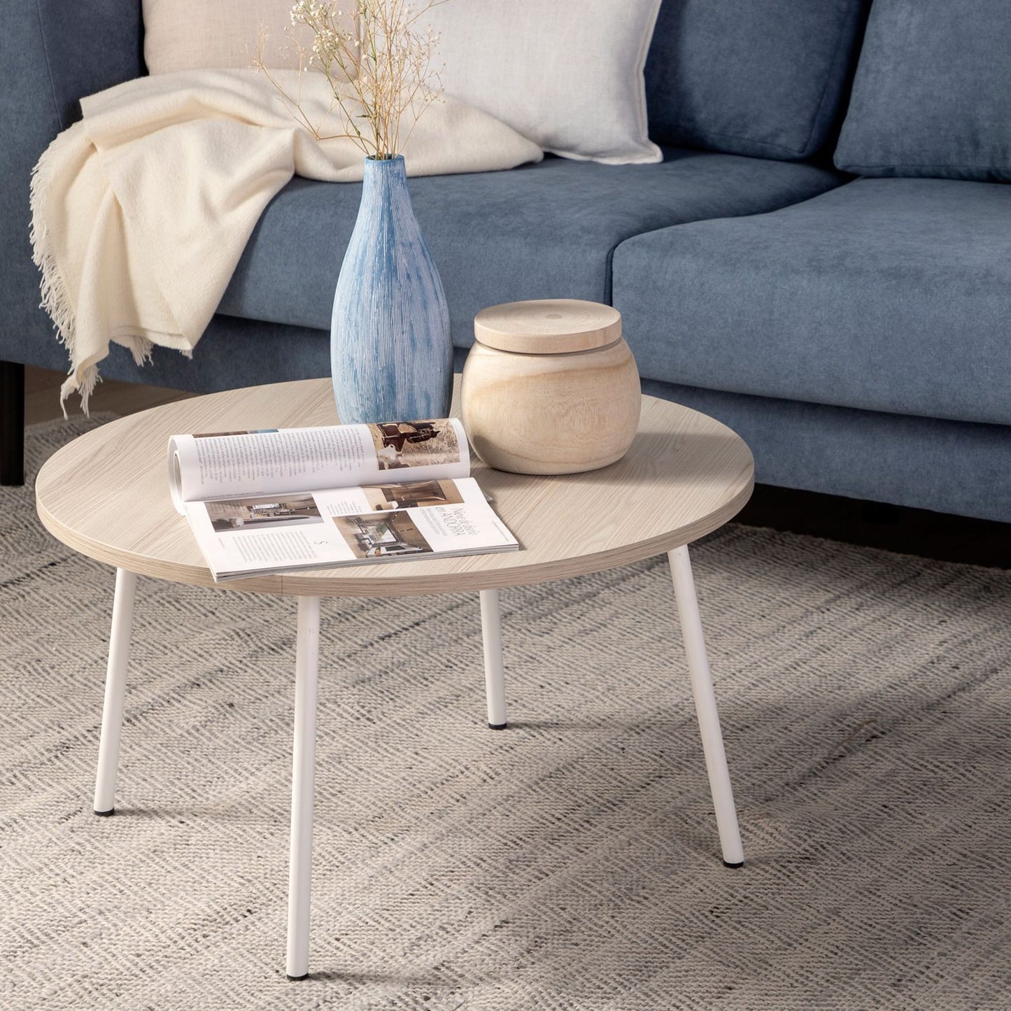 Mesa de centro efecto madera con pata blanca Siena -  Klast