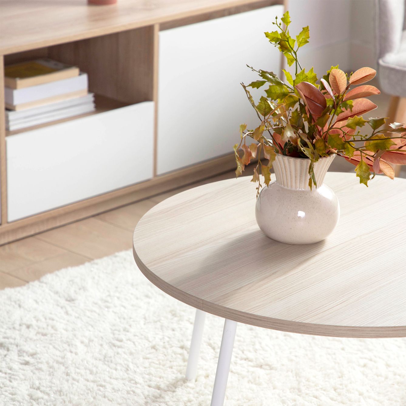 Mesa de centro efecto madera con pata blanca Siena -  Klast