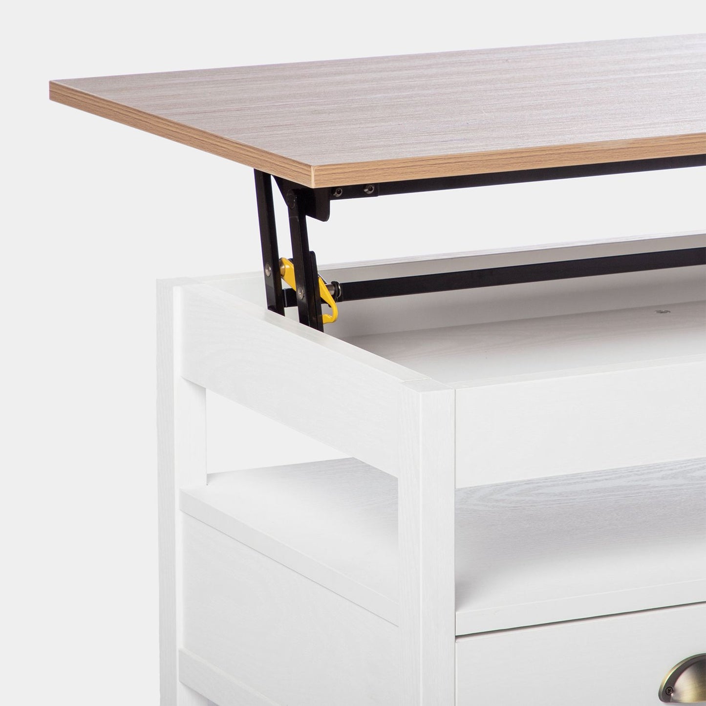 Mesa de centro elevable con cajón en madera color blanco Marais -  Klast