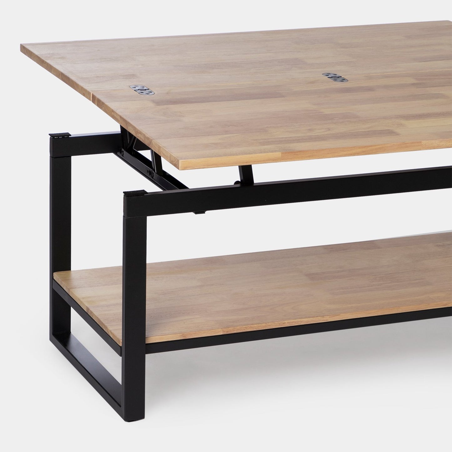 Mesa de centro elevable y extensible en madera de roble con pata negra Alvi -  Klast