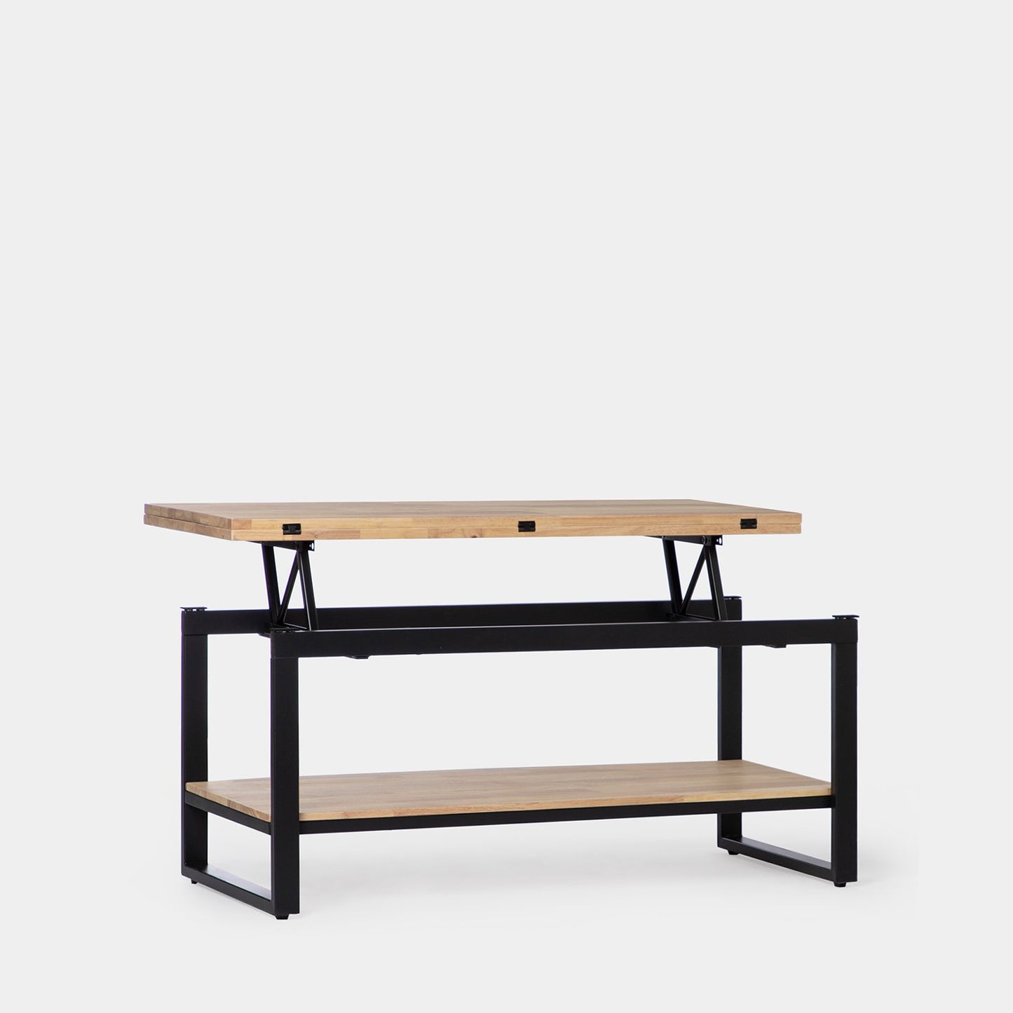 Mesa de centro elevable y extensible en madera de roble con pata negra Alvi -  Klast