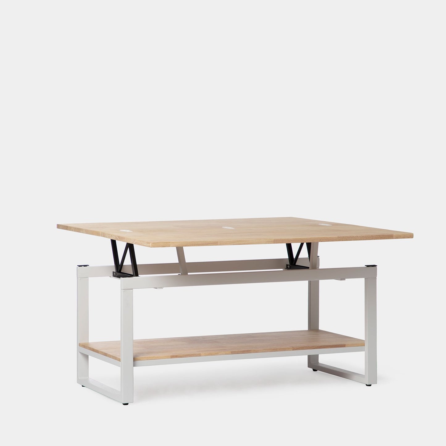 Mesa de centro elevable y extensible en madera de roble con pata blanca Alvi -  Klast