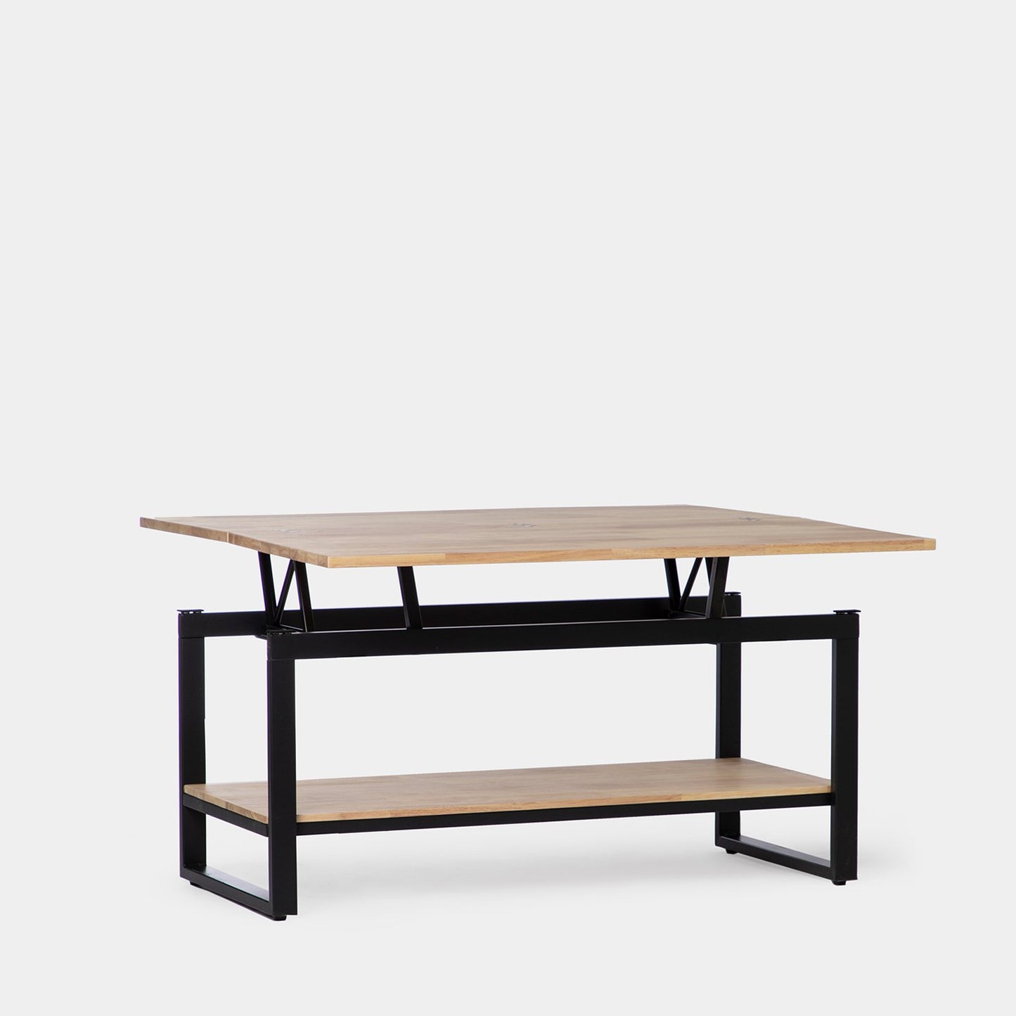 Mesa de centro elevable y extensible en madera de roble con pata negra Alvi -  Klast