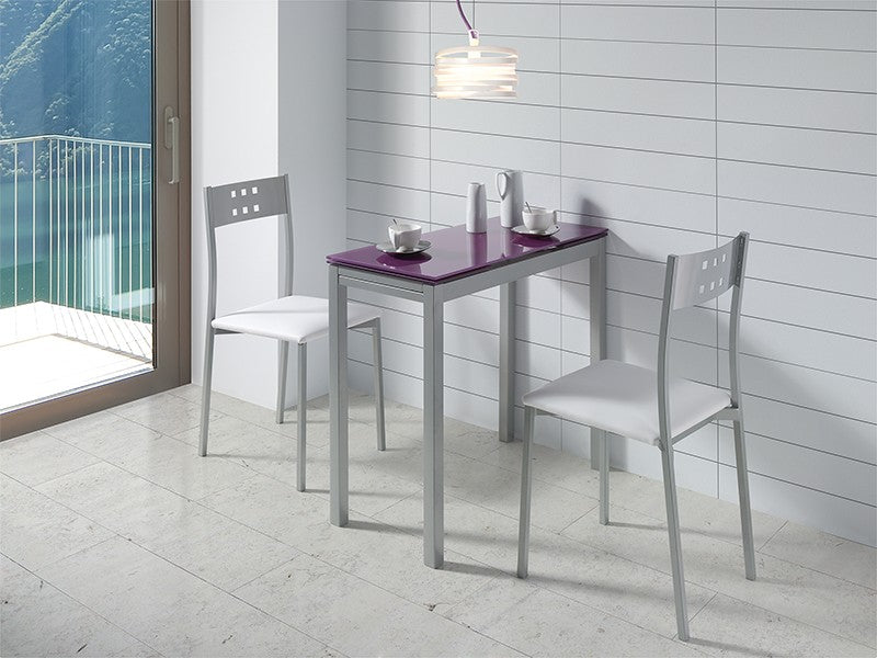 MOMMA HOME Mesa de Cocina Extensible - Modelo Novi - Material Cristal Templado/Metal - Medidas 85/135 x 40 x 76 cm