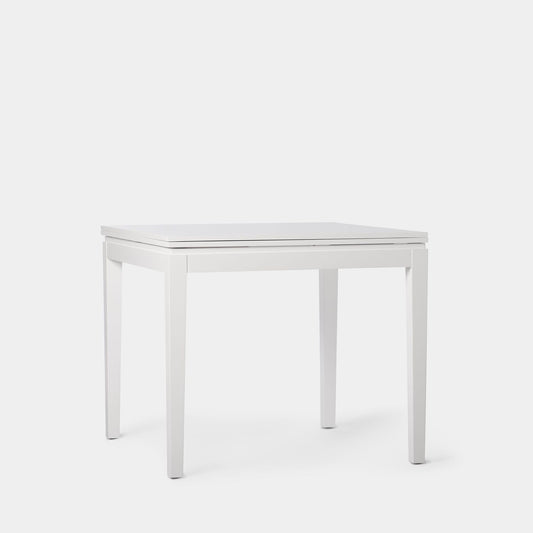 Mesa de comedor cuadrada extensible 90/180 lacada en color blanco Dina -  Klast