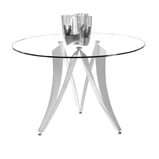 MOMMA HOME Mesa de comedor cristal transparente, Modelo Tesla, Medidas MEDIDAS Ø 120 X 76H CM