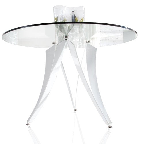 MOMMA HOME Mesa de comedor cristal transparente, Modelo Tesla, Medidas MEDIDAS Ø 120 X 76H CM