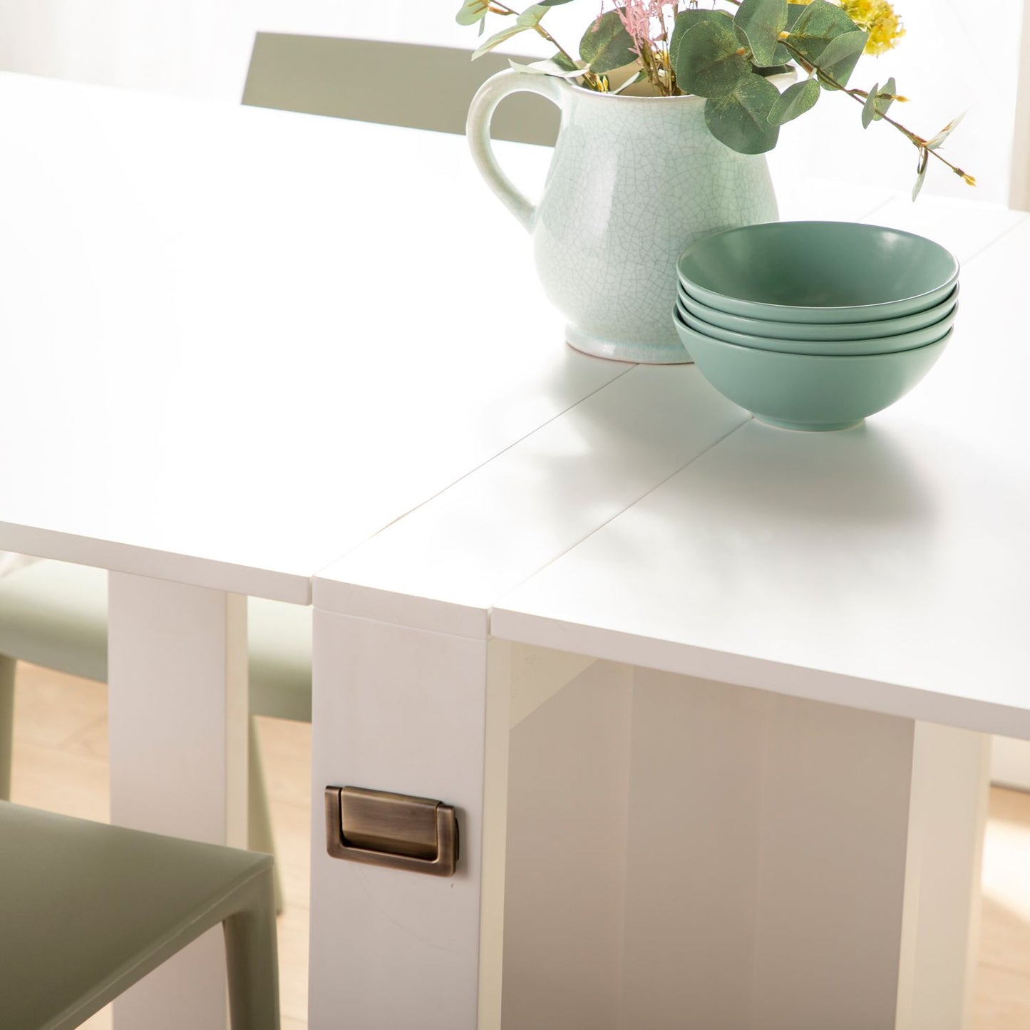 Mesa de comedor plegable rectangular lacada en blanco Anika -  Klast