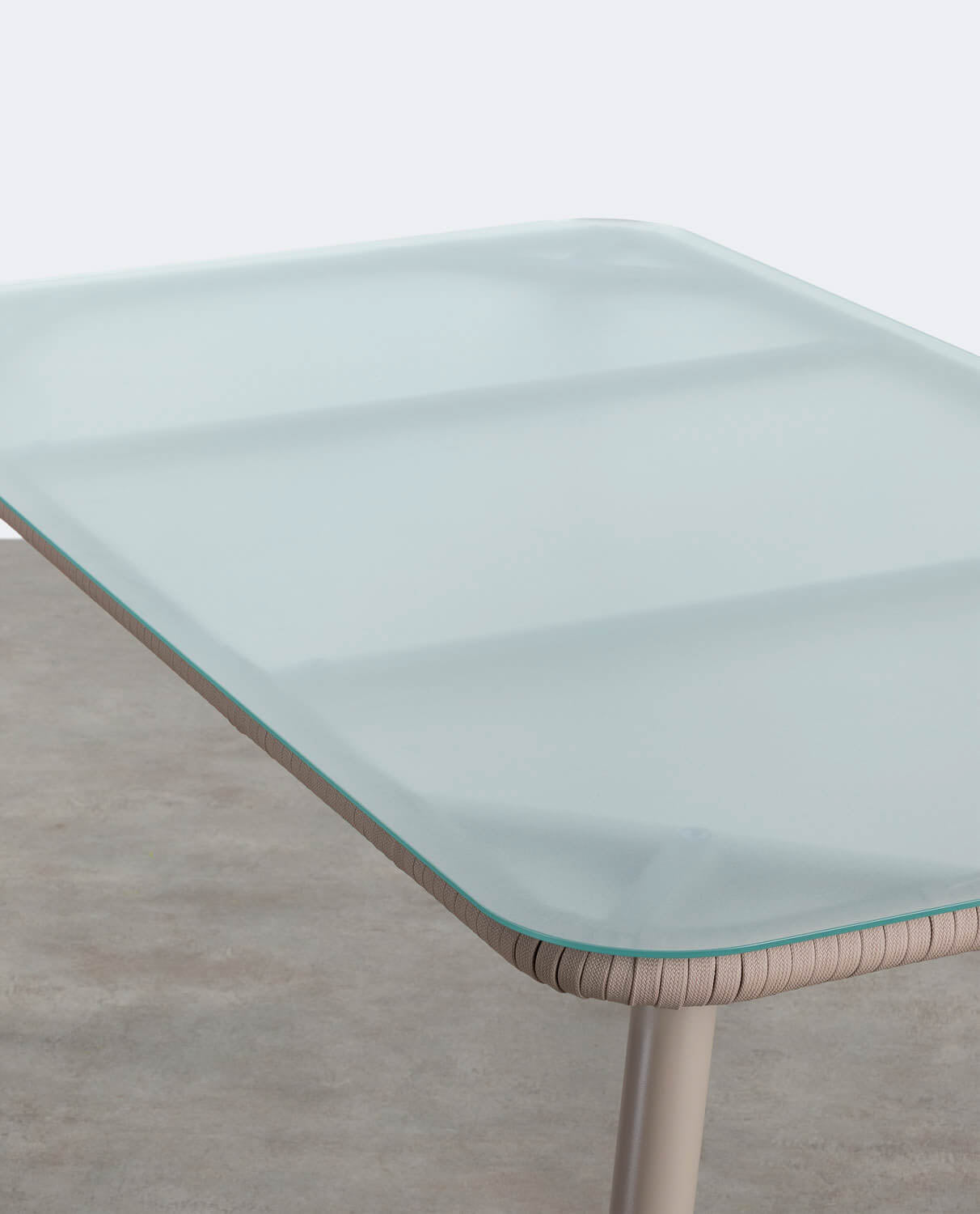 Mesa de Comedor Rectangular de Aluminio y Cristal (160x90 cm) Drian Marrón arabia y Marrón claro - The Masie