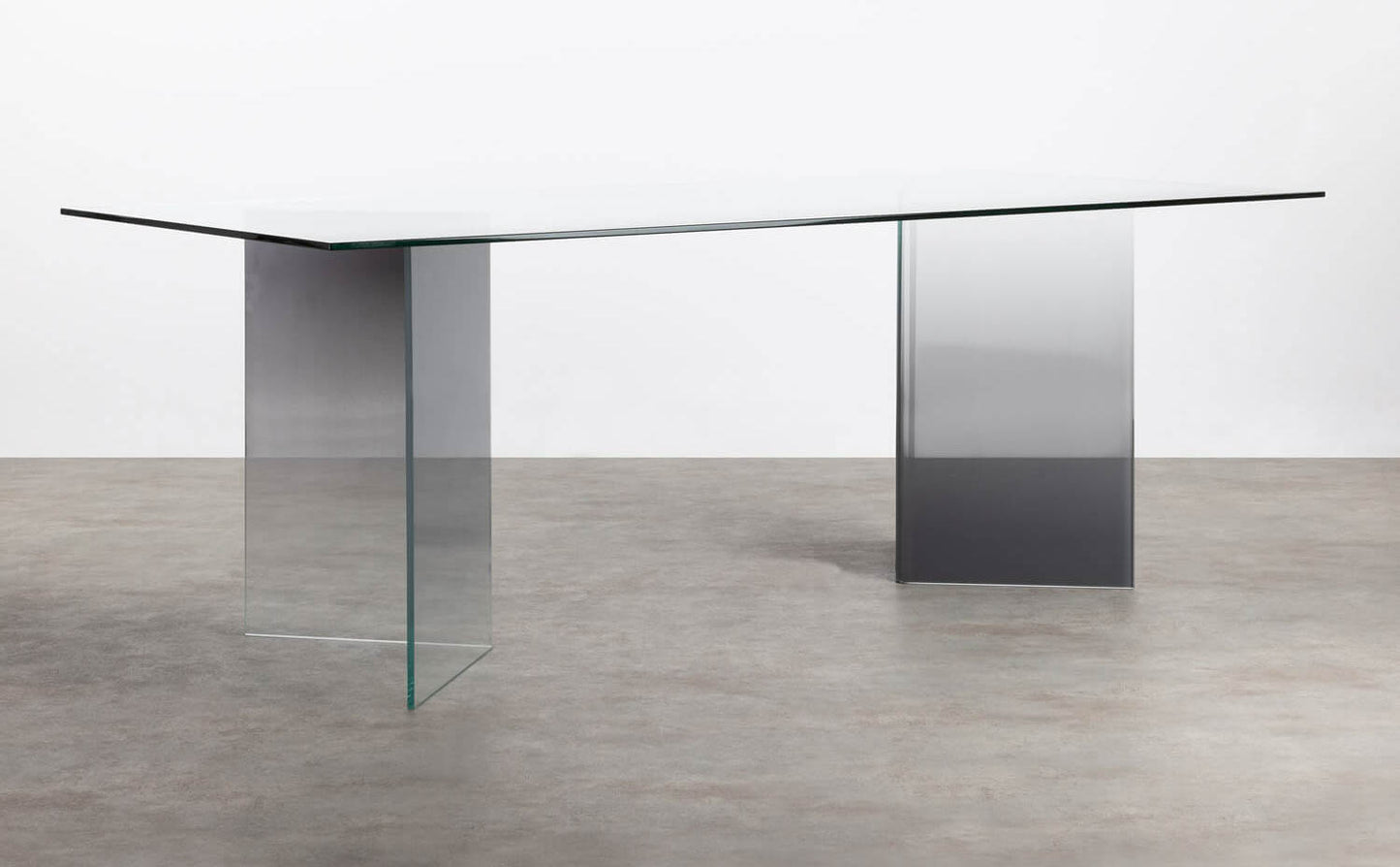 Mesa de Comedor Rectangular de Cristal Templado (210x100 cm) Audra Templado Transparente y Templado Gris - The Masie