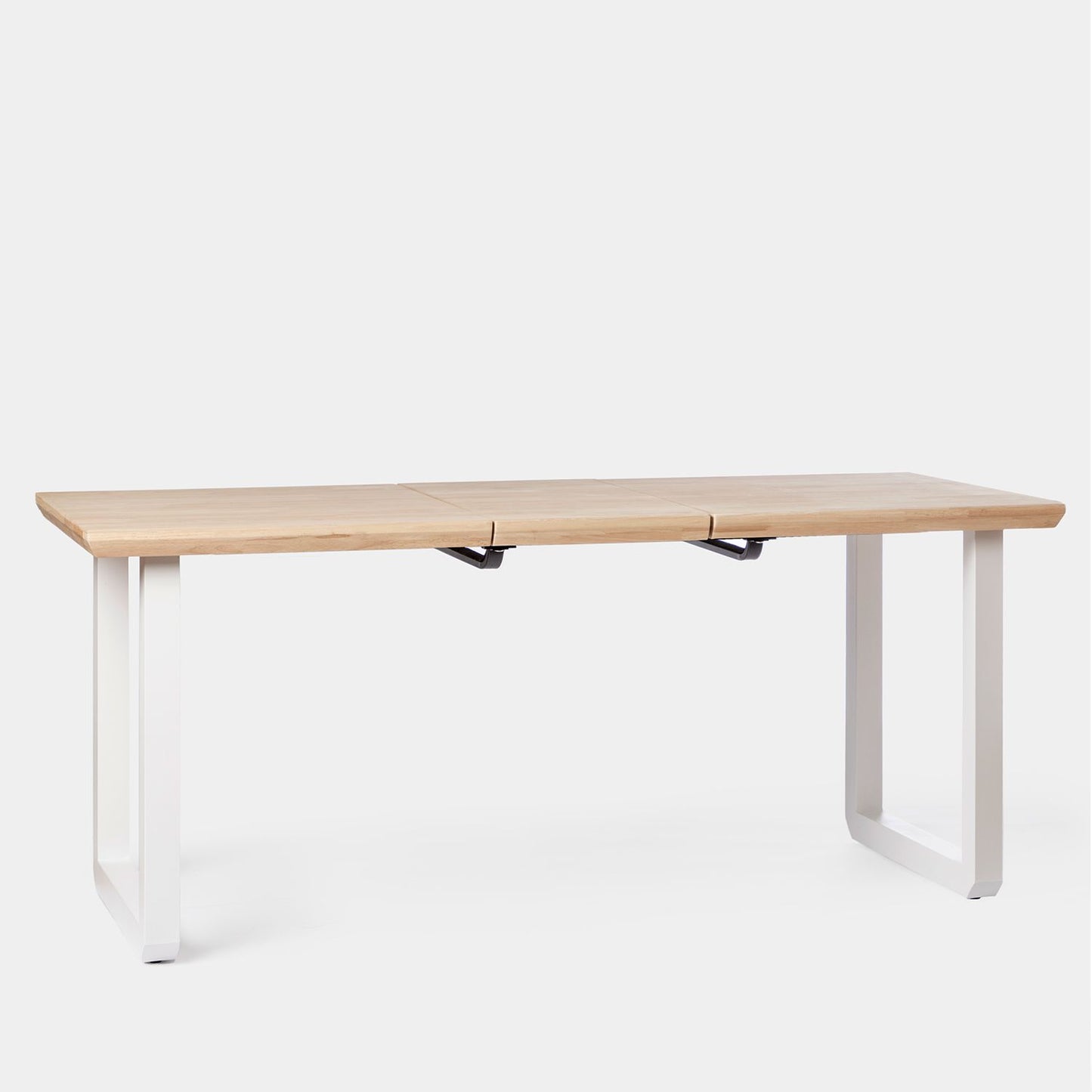 Mesa de comedor rectangular extensible 140/180/220 en madera de roble con pata blanca Conor -  Klast