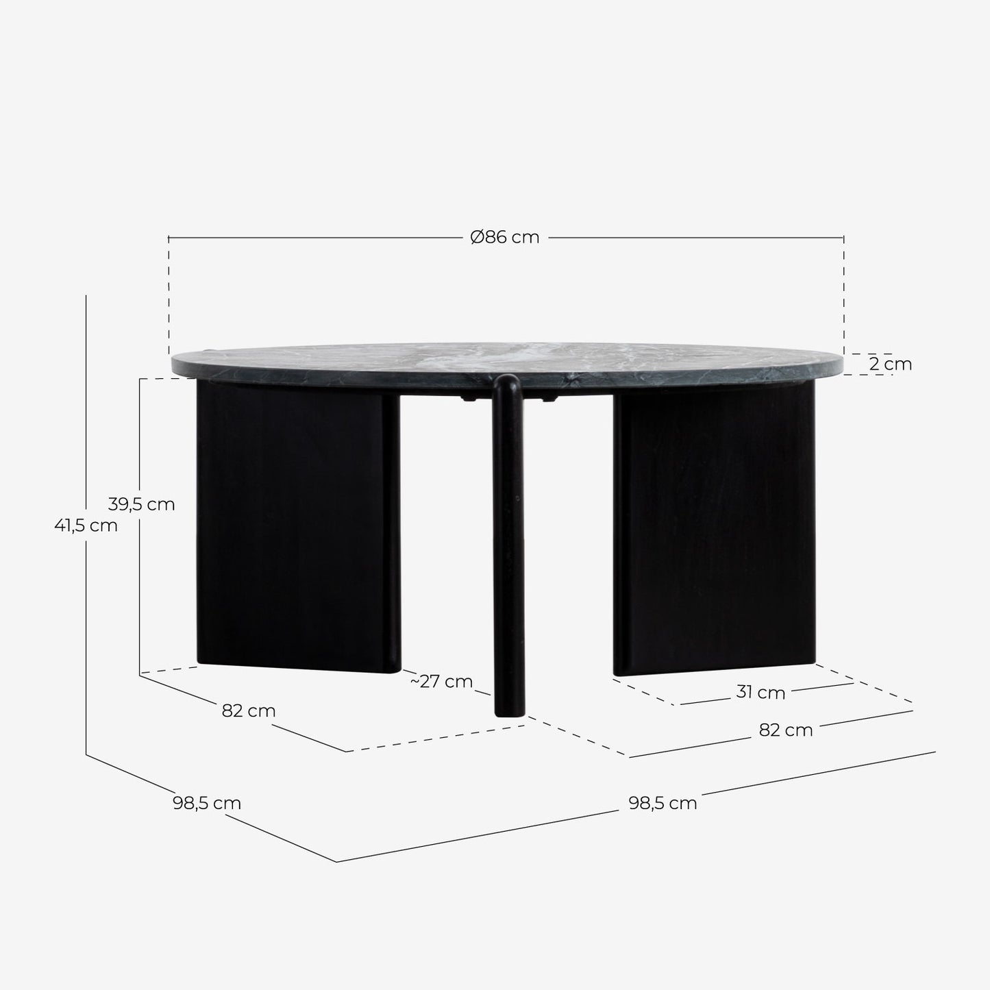 Mesa de Centro Redonda de Madera y Mármol (Ø 86 cm) Crecia Acacia Lime - The Masie