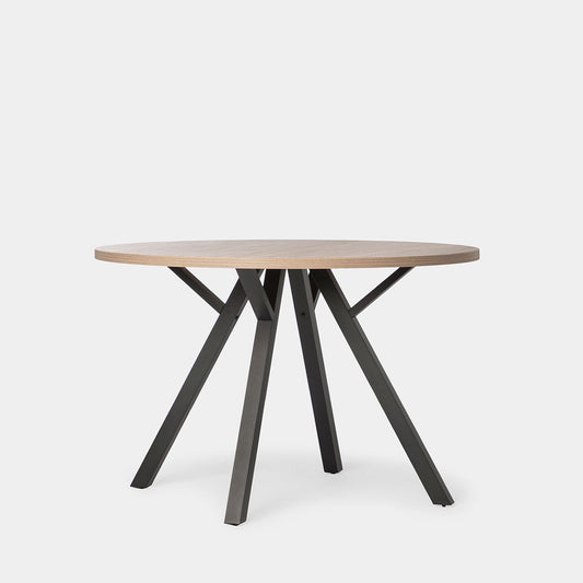 Mesa de comedor redonda Ø120 en madera color natural con pata negra Circle -  Klast