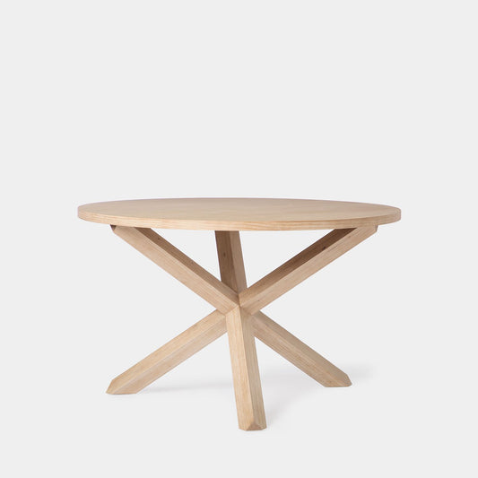 Mesa de comedor redonda Ø120 en chapa de pino y madera de abedul Isak -  Klast