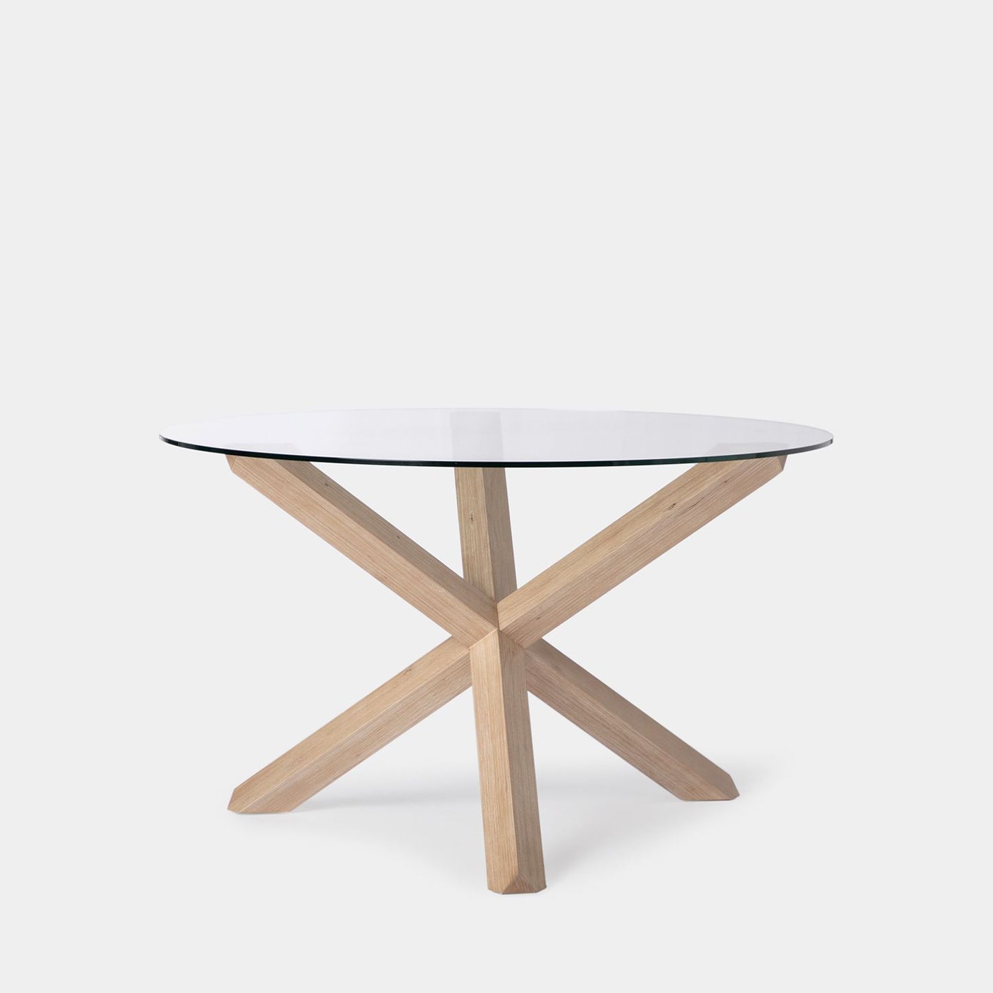 Mesa de comedor redonda Ø120 en cristal y madera de abedul Isak -  Klast