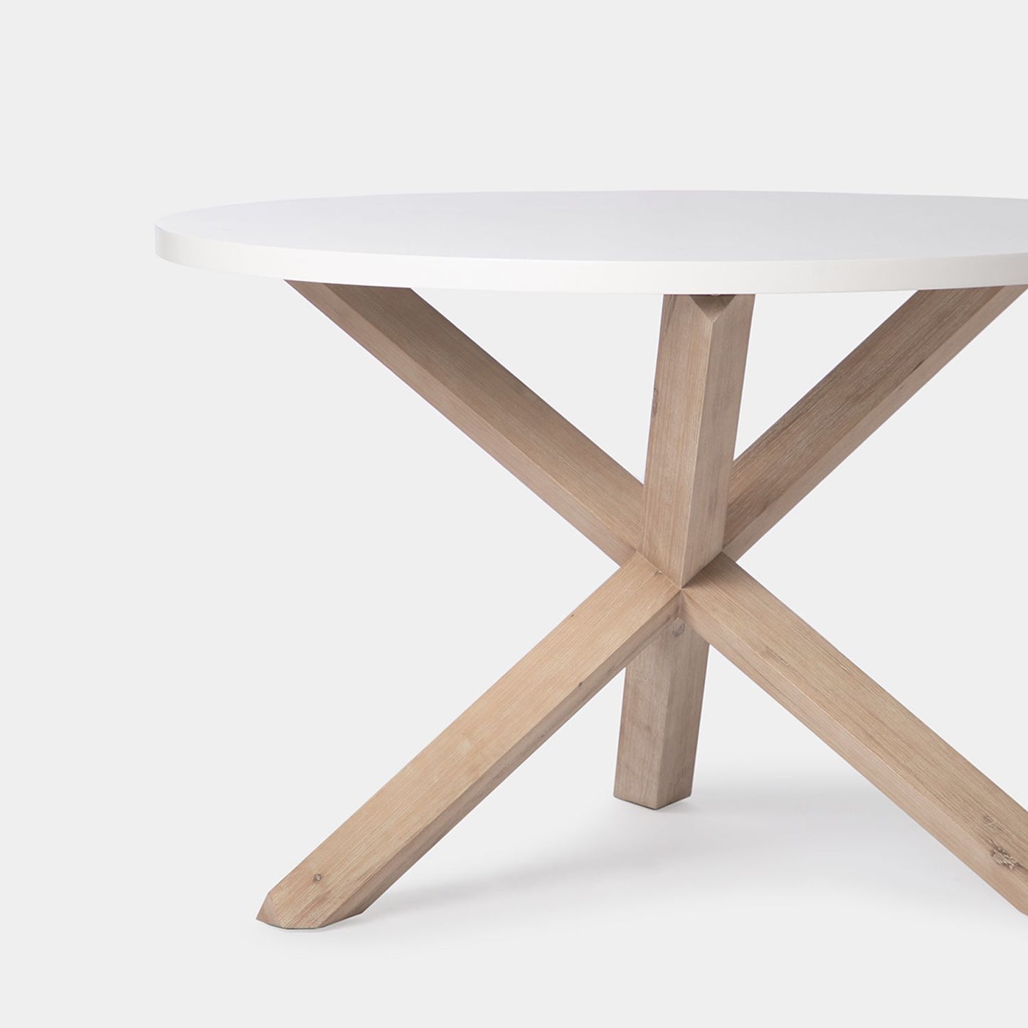 Mesa de comedor redonda Ø120 lacada en blanco y madera de abedul Isak -  Klast