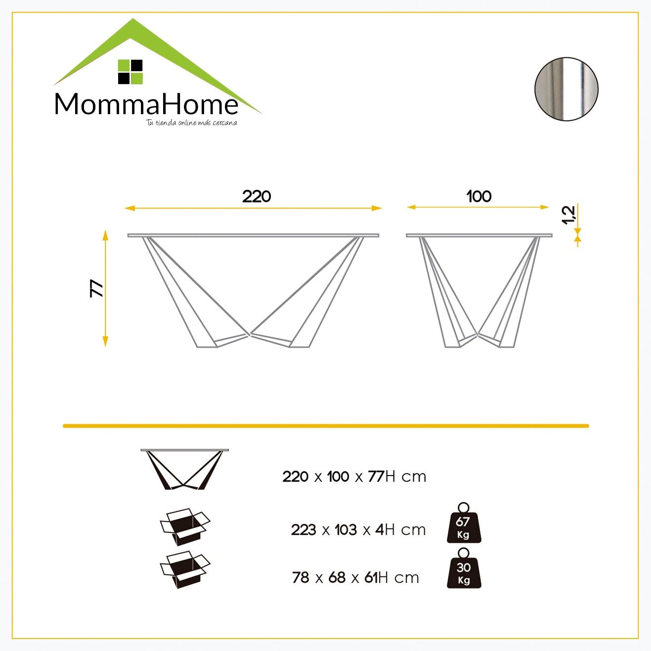 MOMMA HOME Mesa de salón rectangular Cristal transparente, Modelo Madrid, Medidas 220 x 100 x 77 cm