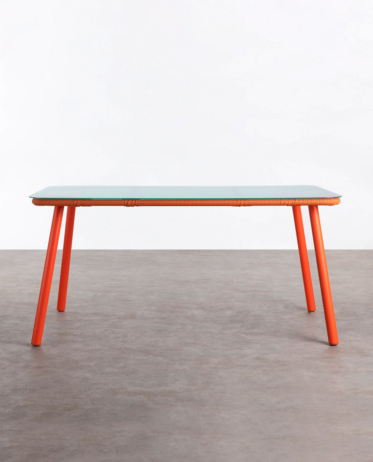 Mesa de Exterior Rectangular de Aluminio y Cristal (160x90 cm) Drian Naranja intenso y Naranja - The Masie