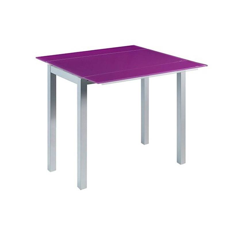 MOMMA HOME Mesa de Cocina Extensible Morado - Modelo Londres - Material Cristal Templado/Metal