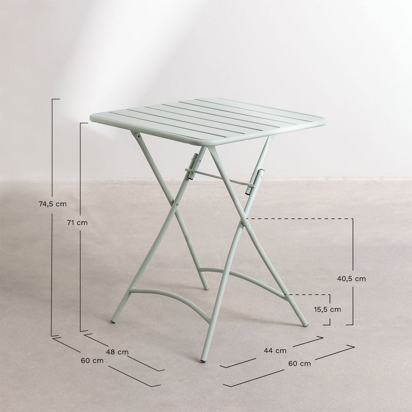 Mesa Plegable Cuadrada en Acero (60x60 cm) Janti Verde Jungla -  SKLUM