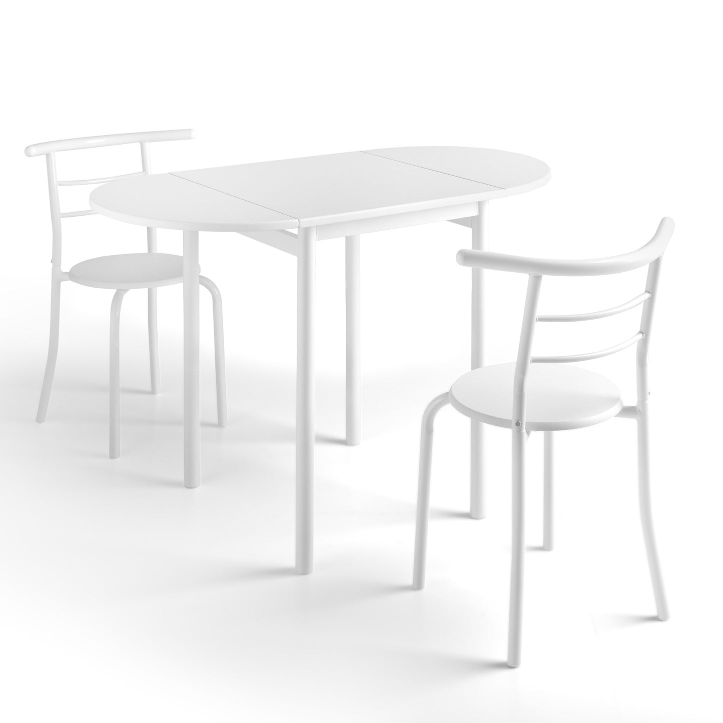 MOMMA HOME Conjunto Mesa Cocina Extensible y 2 Sillas Blanco - Mesa Comedor Extensible, Mesa Cocina Plegable