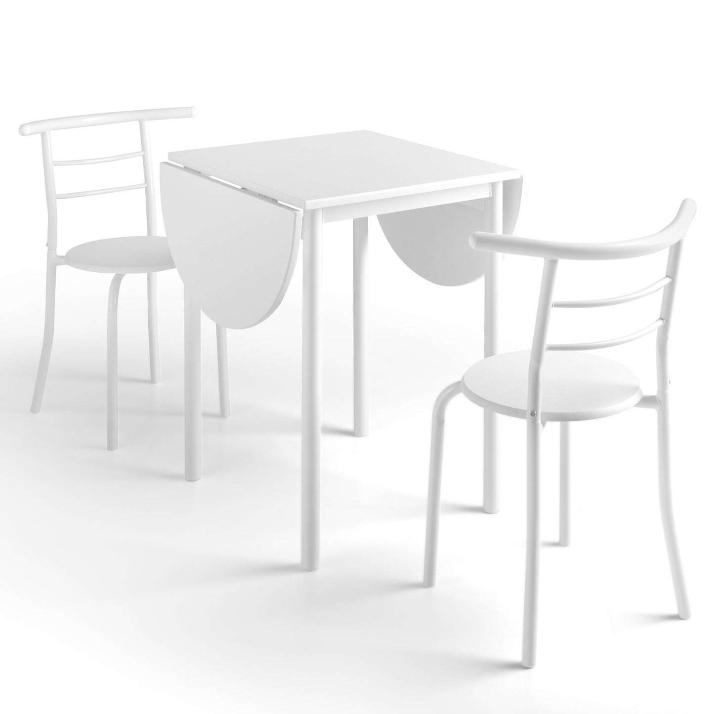 MOMMA HOME Conjunto Mesa Cocina Extensible y 2 Sillas Blanco - Mesa Comedor Extensible, Mesa Cocina Plegable