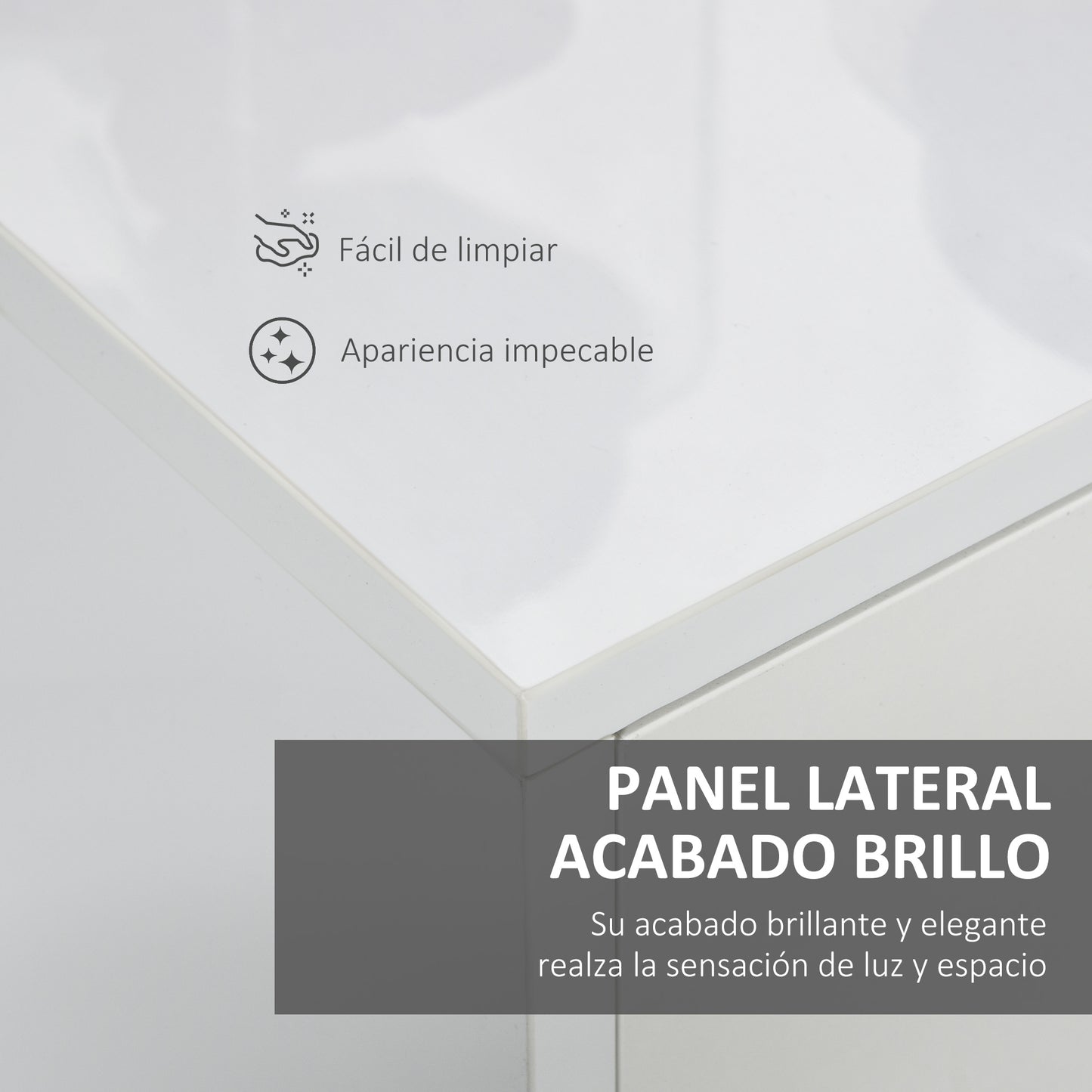 HOMCOM Aparador de Salón con 3 Puertas 2 Cajones y Estante Interior Ajustable Mueble Auxiliar de Almacenaje para Cocina Dormitorio Antivuelco 117x36x74 cm Alto Brillo Blanco