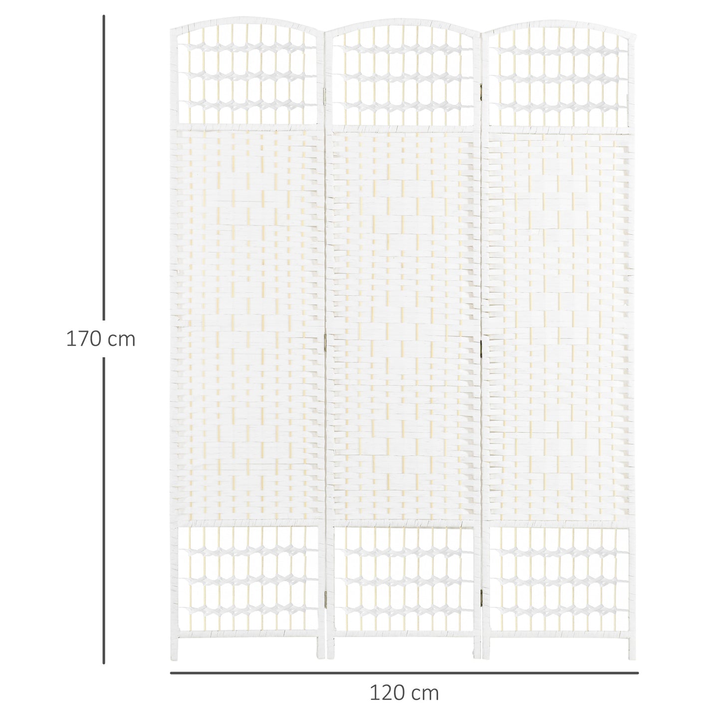 HOMCOM Biombo Separador de Ambientes 120x170 cm Divisor de Habitación Plegable de Cuerda de Papel y Marco de Madera Decoración para Dormitorio Salón Blanco