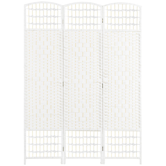 HOMCOM Biombo Separador de Ambientes 120x170 cm Divisor de Habitación Plegable de Cuerda de Papel y Marco de Madera Decoración para Dormitorio Salón Blanco