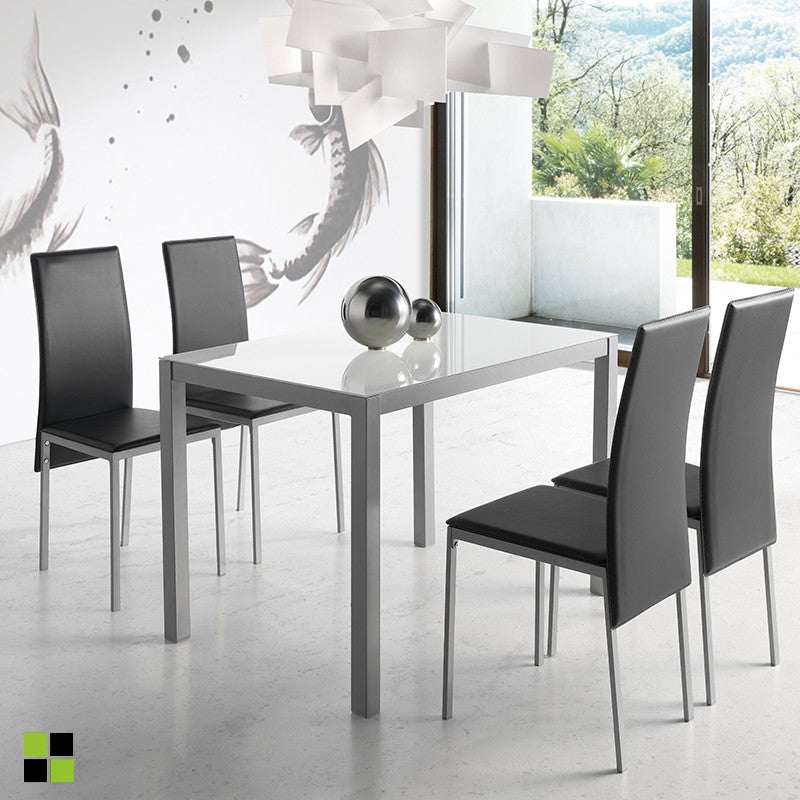 Conjunto de Mesa y Sillas Melbourne - con 4 Sillas - Mesa Fija - con Encimera de Cristal - para Salón y Cocina - Muy Elegante - Momma Home