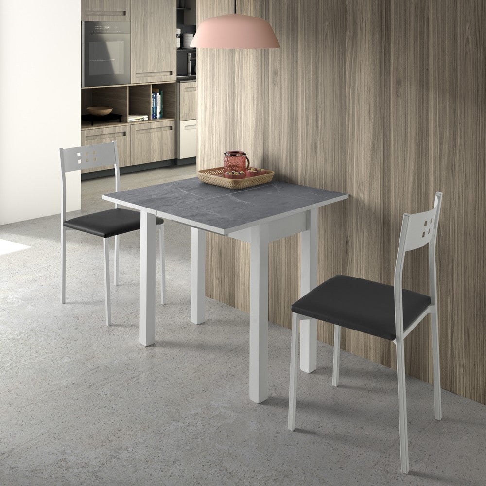 MESA DE COCINA - MODELO LAZIO- MATERIAL MDF/MARBLE BLACK- MEDIDAS 80 X 40/80 X 76 CM - Momma Home